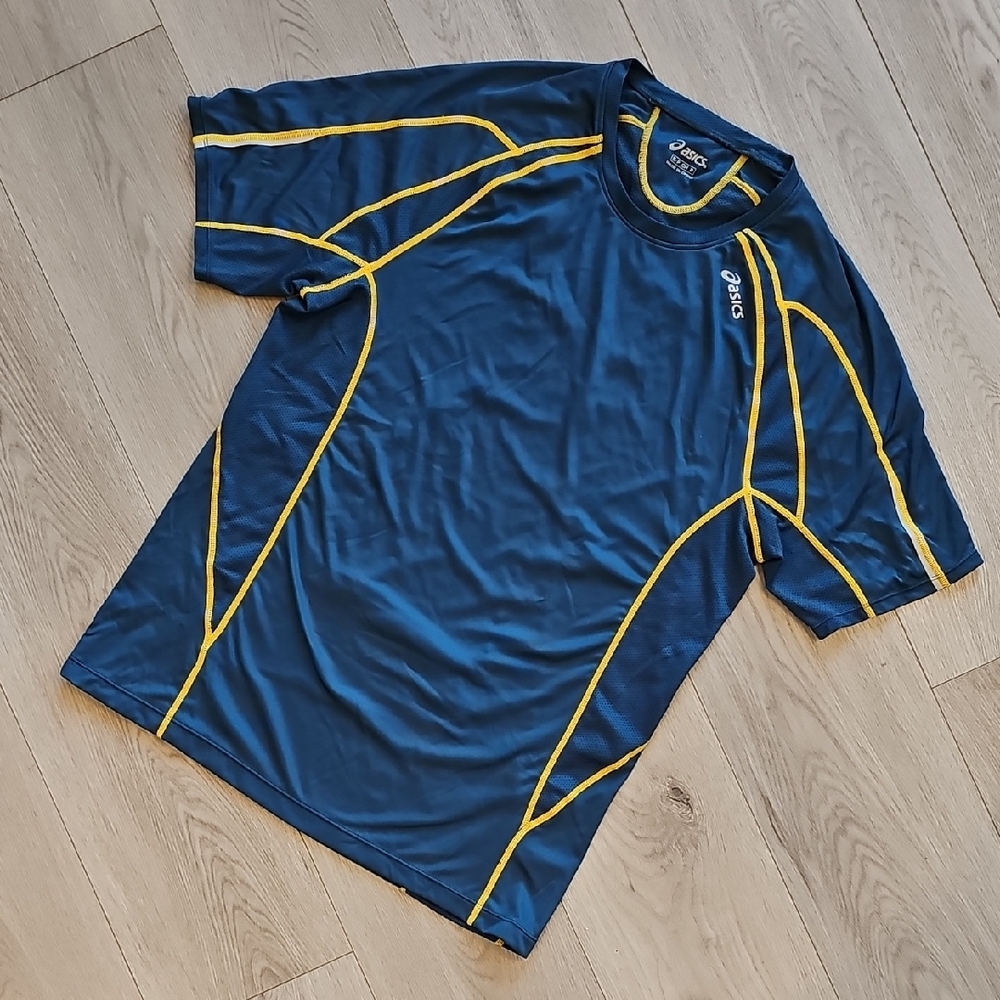 Asics Running‎ Shortsleeve Activewear Top With Back Zipper Pocket, Size Small